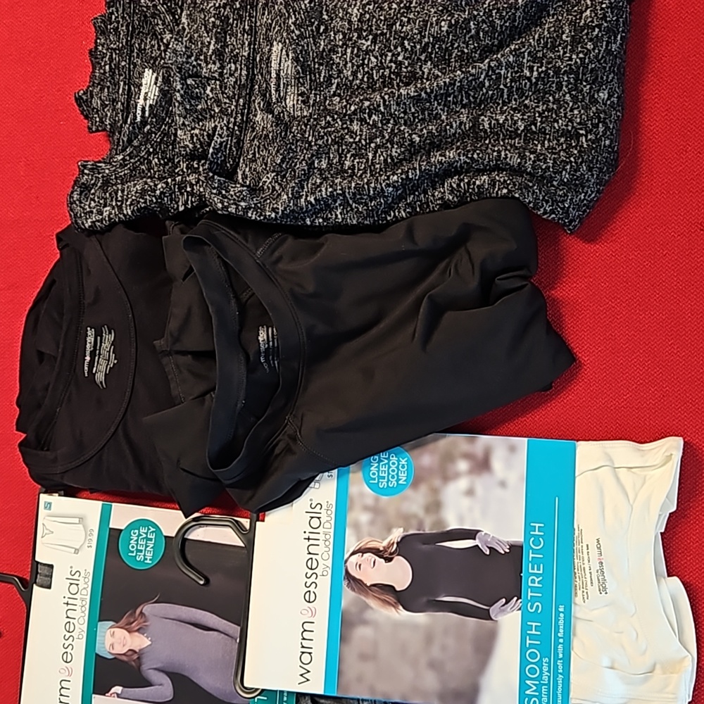 WARM ESSENTIALS Cuddlduds 6 pcs. black gray white long sleeve Sm. New + - Picture 11 of 14